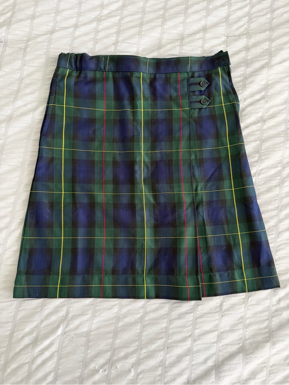 Lands' End Green & Navy Plaid School Uniform Skirt NWOT sz 10 Slim
